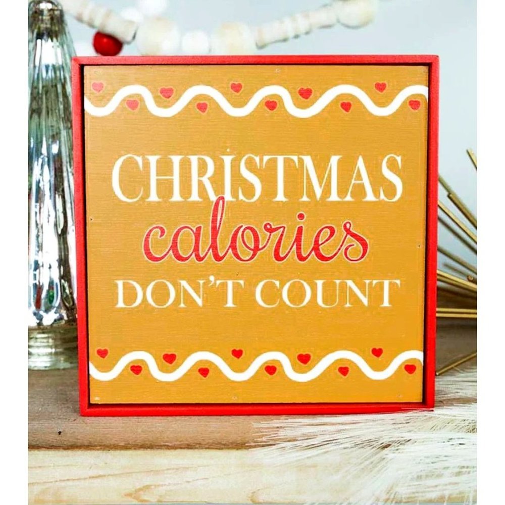 Christmas Calories Don't Count. Wood Frame Box Sign. Holiday Décor.